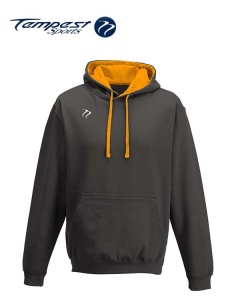 Tempest Lightweight Charcoal Grey Orange  Hooded Sweatshirt